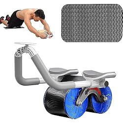 UMIKK Rodillo abdominal para abdominales, AB Wheel Roller,rodillo abdominal 4D con soporte para codos,equipo de entrenamiento con ruedas dobles estables,Azul(con temporizador)