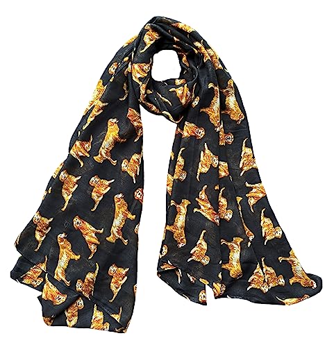 Lina & Lily Golden Retriever Dog Print Women's Scarf Shawl Wrap Lightweight2