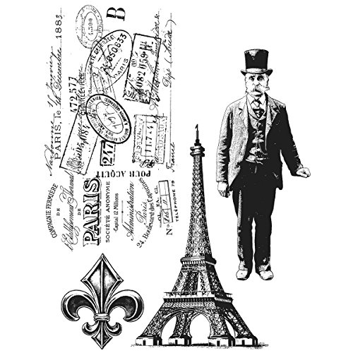 Stampers Anonymous Tim Holtz Cling Rubber Stamp Set, 7 by 8.5-Inch, Paris Memoir