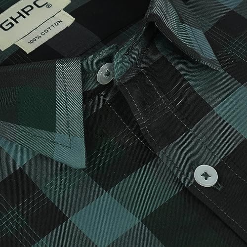 Image of GHPC 100% Cotton Checkered Half Sleeves Regular Fit Formal Shirt for Men