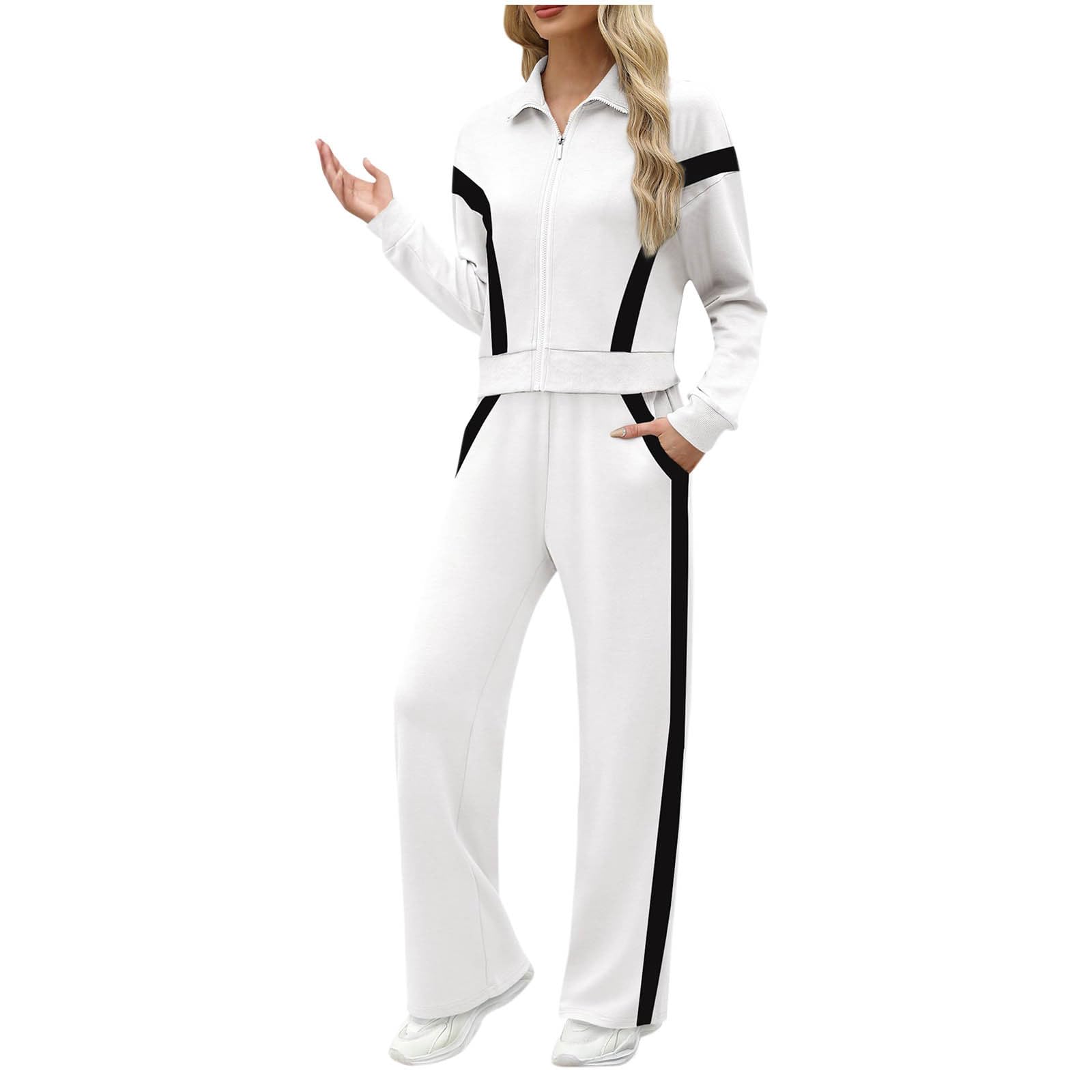 Tuta Sportiva Donna Completa 2 Pezzi Invernale in Pile Jogging Ginnastica
