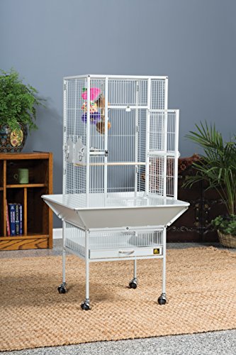 Image of Prevue Pet Products Wrought Iron Select Bird Cage - Steel Cage with Rolling Stand and Seed Guards, Durable Design, Ideal for Cockatiels and Medium Birds - Pewter Hammertone