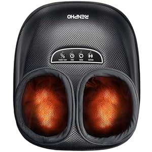 RENPHO Fußmassagegerät mit Wärme 2026 Neu, Shiatsu für ganzen Fuß, Fussmassagegerät Elektrisch Testsieger, 3 Luftdruck und Knetstufen, PU-Leder, Muttertagsgeschenk, bis Größe 47, Schwarz
