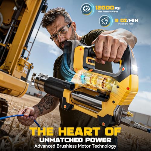 Image of DIYtoolifz Cordless Grease Gun Compatible with DeWalt 20V Battery, 12000PSI High Pressure, 3-Speed&Brushless Motor, 9oz /min Max Flow, 2-in-1 for Cartridge /Bulk Grease, 39.4 inchHose&4 Couplers(Tool Only)