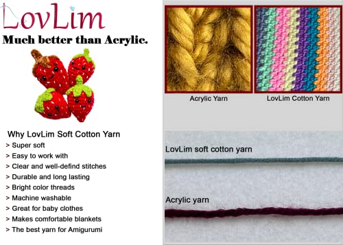 Lovlim Yarn Pack, 2 Skeins Of 50G Each, Soft Cotton Yarn For Crochet And Knitting, Craft Dk Amigurumi Yarn (Wine Red) #TOP2