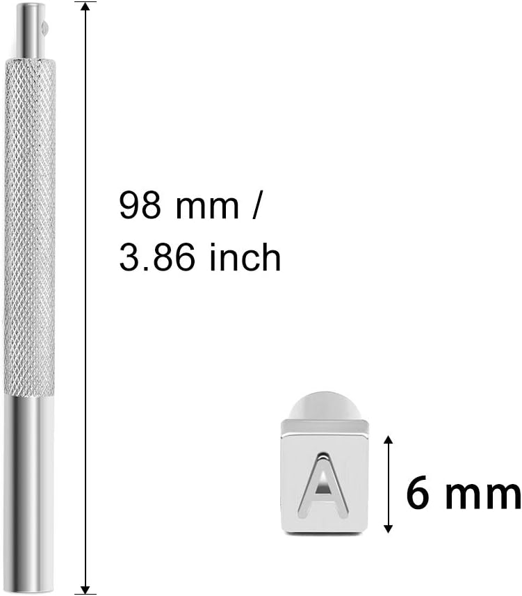 37 PCS Leather Stamps Alphabet Set, 6 mm Alphabet Stamp Tools Set Leather Craft Stamping Tool Kit Metal Letter and Number Stamps Punch Set for DIY Leather Craft Printing Tools