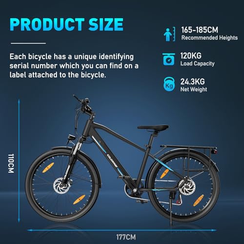 COLORWAY E Bike Herren Damen Elektrofahrr&auml;der 26 x 2,35 Zoll 250W Motor 36V 12Ah herausnehmbarer Akku EBike, H&ouml;chstgeschwindigkeit 25 km/h, E Mountainbike Ausdauer 35-90KM