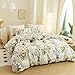 ECOCOTT Floral Duvet Cover Sets Queen Size,3 Pieces 100% Natural Cotton Floral Pattern 1 Duvet Cover with Zipper and 2 Pillowcases, Ultra Soft and Easy Care Breathable Cozy Simple Style Bedding Set