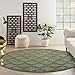 Nourison Home Easy Care Green 8' x Round Area Rug - Easy Clean, Non Shedding, Bed Room, Living Room, Dining Room, Kitchen (8' x Round)