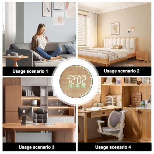 Horloge numérique murale LED avec télécommande pour grand salon - 7