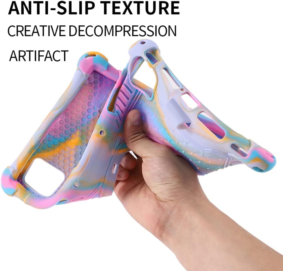 Flexible silicone material of the tablet case being bent