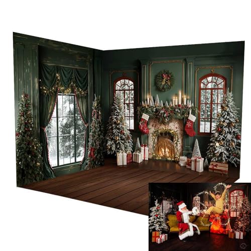 Fond de photographie cheminée de Noël Kate grand format pour studio photo et réveillon