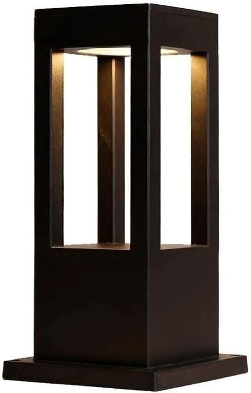 Garden Lawn LED Nordic Black Die-cast Aluminum Rust Exterior Column Lantern Swimming Pool Decor Outdoor Floor Lighting Waterproof Pillar Lamp