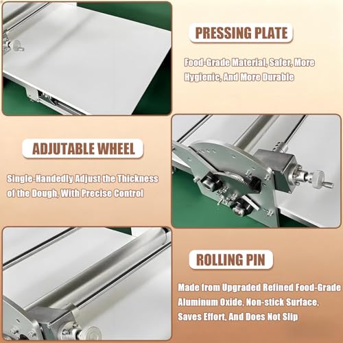 Sfogliatrice elettrica con design pieghevole e spessore regolabile, ideale per cottura professionale e casalinga