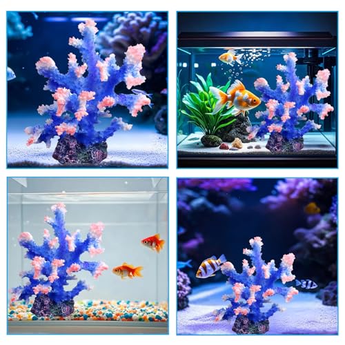 Image of Premium Coral Reef Ornament - Lifelike Artificial Coral Decor for Saltwater & Freshwater Aquariums | Hand-Painted Blue, Aquarium-Safe Polyresin (5.7 inchx5.1 inchx6.3 inch)