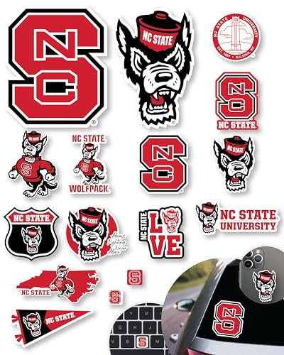 Image of NC State Wolfpack Stickers & Decals for Car, Laptop & Phone 14 Pc Gift Set