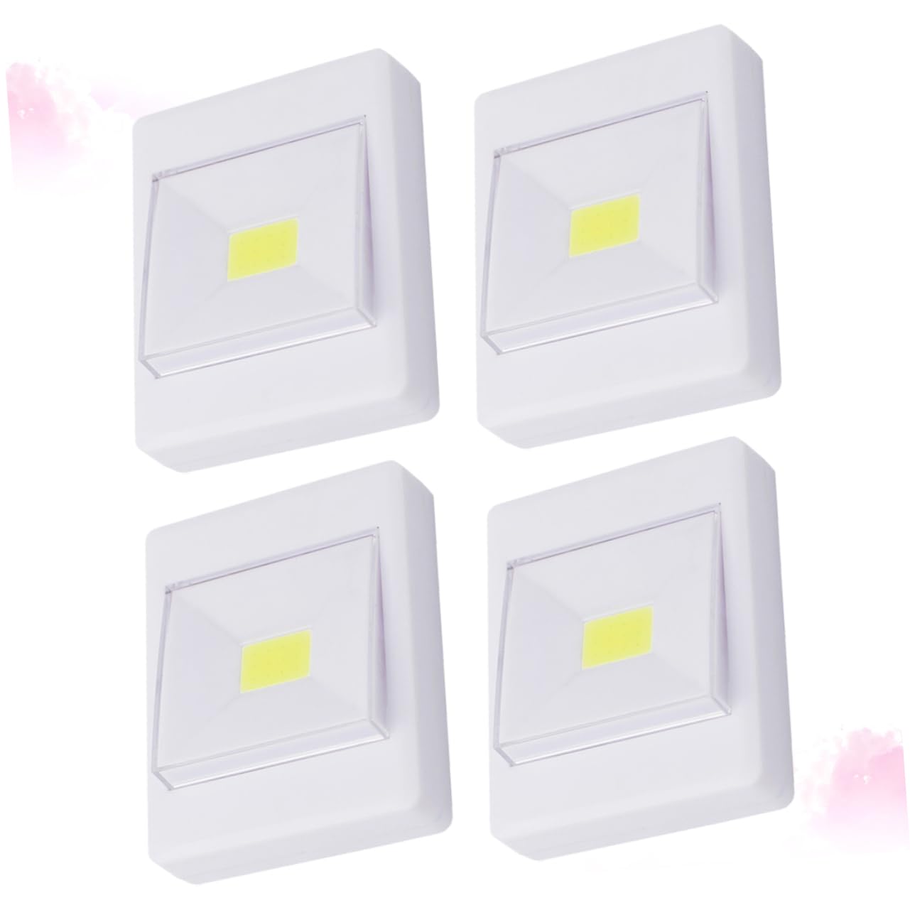 Mikikit 4Pcs Cob LED Wall Light Battery Operated Cabinet Light for Without Glare Easy Installation for Wardrobe and Indoor Use Random Style