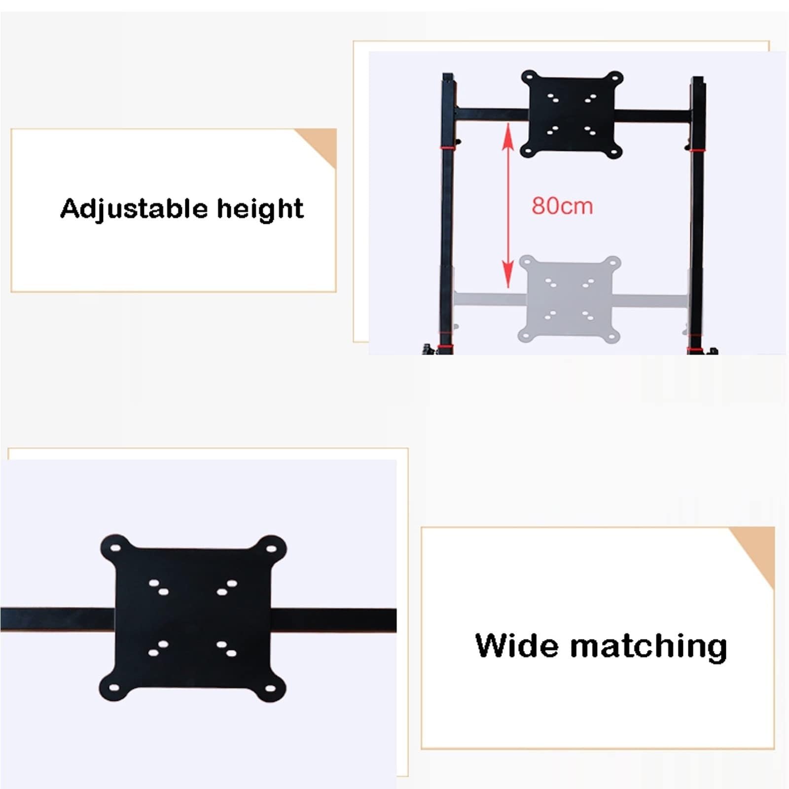 THEGA Soporte De TV Rodante con Ruedas - Soporte para TV LCD con Simulador De Carreras, Soporte De Suelo Móvil para Monitor, Altura Ajustable, para TV De Menos De 55 Pulgadas