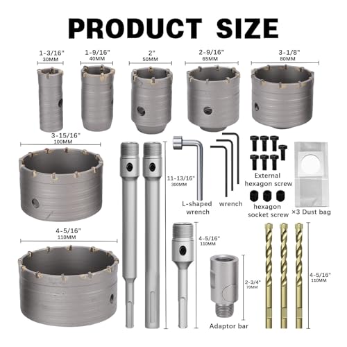 Kit de Brocas para Concreto 22 Piezas Luocute miniatura 2