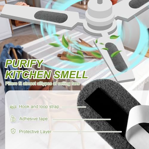 Image of Tuanse 25 Pack Ceiling Fan Filters for Blades, Activated Coconut Activated Zeolite Ceiling Fan Air Filter, Stick Air Filter Purifiers for Common Household Contaminants (Light Gray)