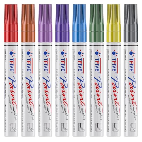 TFIVE Metallic Paint Marker Pens - 8 Colors Oil Based Permanent W...