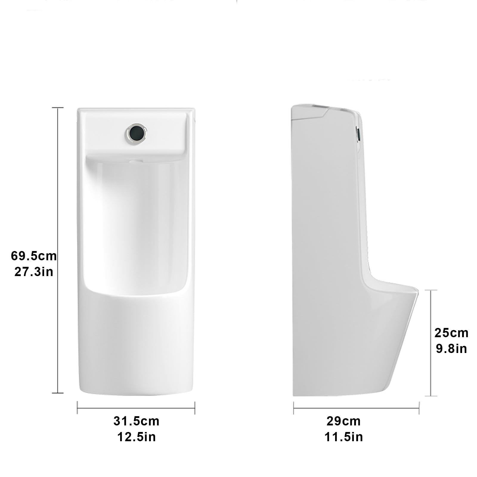 Orinatoi per Bagni Maschili, Orinatoi in Ceramica a Parete con Sensore di Scarico e Scarico Manuale, per uso Commerciale, Servizi Igienici Domestici, Centri Commerciali(Gray)