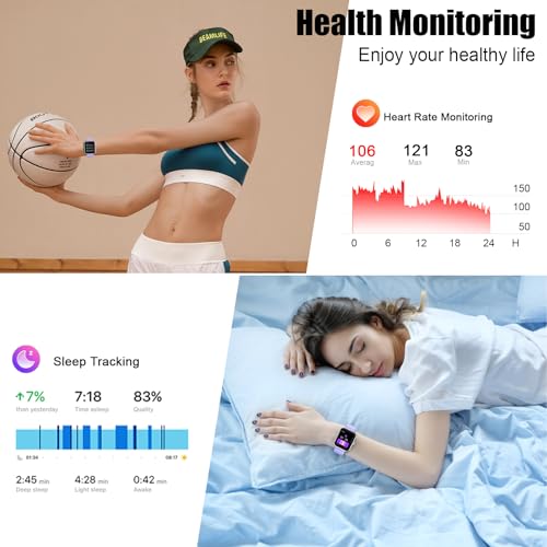 Image of 2026 Smart Watch for Men Women (Answer /Make Call), 1.96 inch HD Fitness Tracker Running Watch,Waterproof,Pedometer, Sleep /Step /Activity /Heart Rate Monitor,110+ Sport Mode Smartwatch for Android,Purple