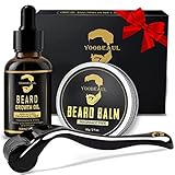 YOOBEAUL Beard Growth Kit, Beard Derma Roller + Beard Oil & Beard Balm, Beard Roller Kit - Fathers G