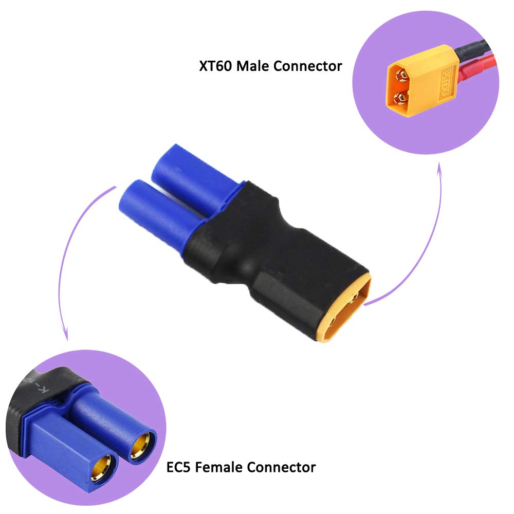 2 paar EC2 naar XT60 mannelijke vrouwelijke connector voor RC FPV drone auto Lipo NiMH ESC acculader