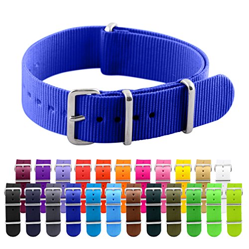 Clockwork SynergyÂ® Classic NATO - 22mm Royal Blue Nylon NATO Watch Strap Band