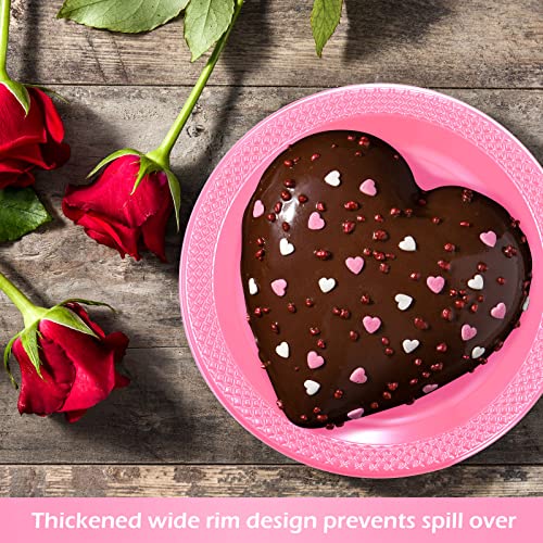 Mimorou 200 Pcs Plastic Dessert Plates Disposable Cake Plates 6 Inch Round Dinner Plates Bulk Heavy Duty Wedding Plates For Birthday Party Dinner Picnic Salad Appetizer Plates Party Supplies (Pink) #TOP2