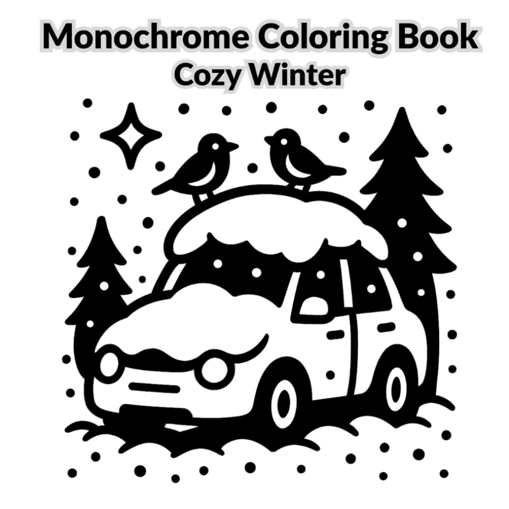 Cozy Winter Monochrome Coloring book | With One Pen One Color | Monochrome Coloring Book For Adults: For Teens And All Ages | Relaxing Coloring Book