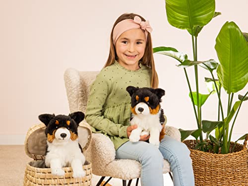 Teddy Hermann 91956 Hund Border Collie Tri-Color sitzend 30 cm, Kuscheltier mit idealem Recyclinganteil (Füllmaterial)
