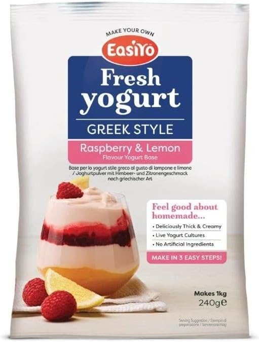 Greek Style Lemon & Raspberry - New - 1 x 240g Sachets