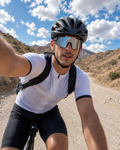Fahrradbrille Herren Laufbrille Damen, UV400 Sportbrille Sonnenbrille, TR90 Frame mit Verstellbaren Nasenflügel MTB Schutzbrille Schnelle… – Ansicht 2