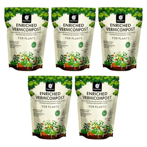Image of OrganicDews Enriched Vermicompost (5 Kg) (Pack of 1 Kg) - Enriched & Fortified with Cow Dung and Bio Fertilizers - For Terrace Gardening, Vegetable /Flower Plants 5 Kg