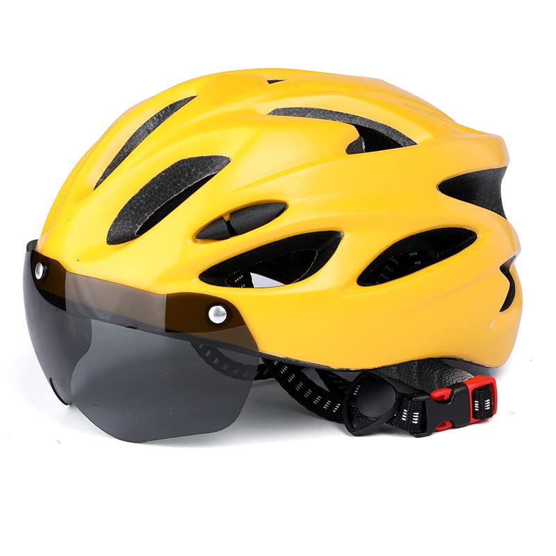 Adults Bike Helmet for Men Women, Detachable Magnetic Goggle Visor Bicycle Road Mountain Cycling Helmet, Adjustable Size 22.4-24.4 Inches