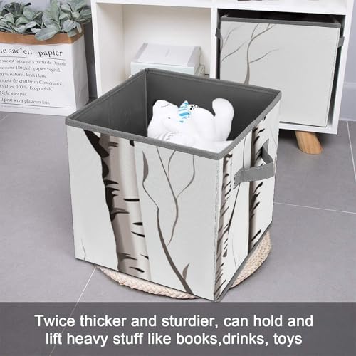 Boîte de rangement pliable bouleau avec poignée pour placard - 4
