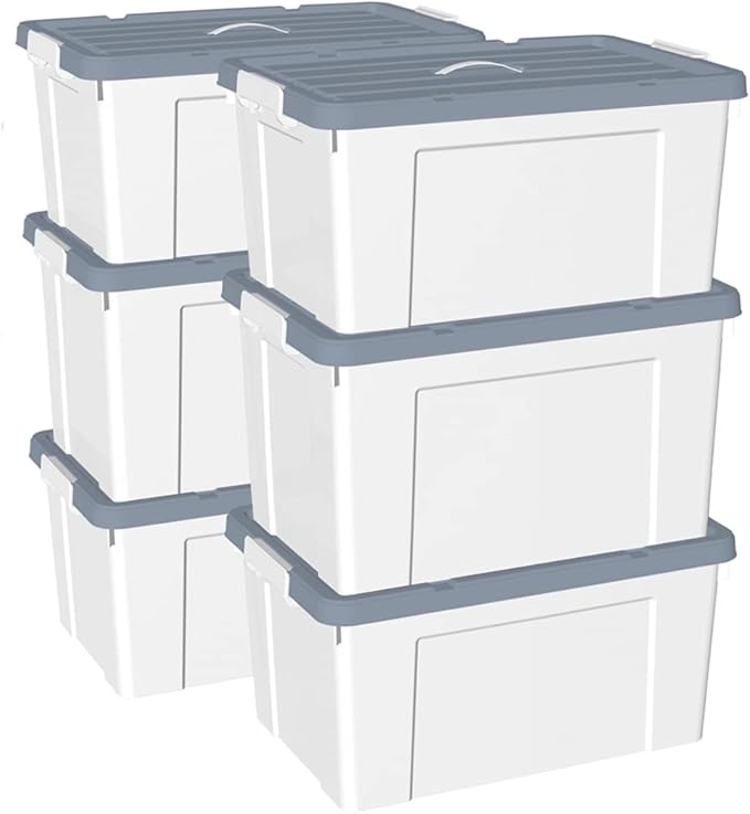 Cetomo 90L*6 Storage Boxes, Carry Plastic Storage Box with Lids