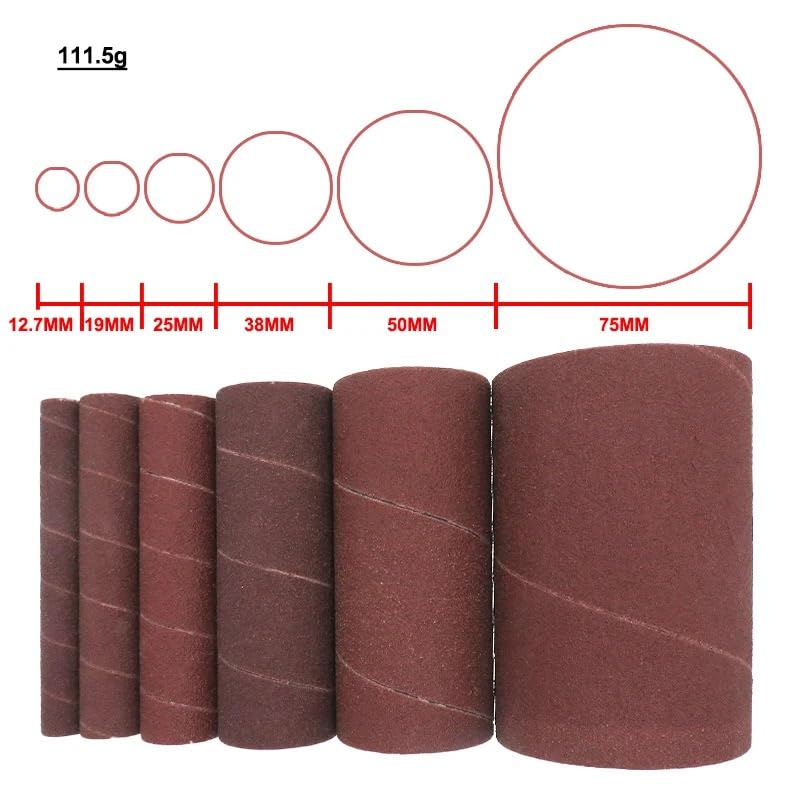 Banda De Lija Manguitos de lijado husillo, 6 piezas, grano 80-240 | Papel de lija for eliminación de material Lijado Renovación de superficies(6 PCS 80grit)