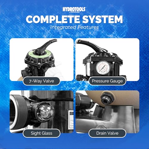 Image of SWIMLINE Sand Filter Pump for Above Ground Pool - 19'', 1 HP, 4500 GPH Pump flow rate 7 way Multi port valve, Easy Installation