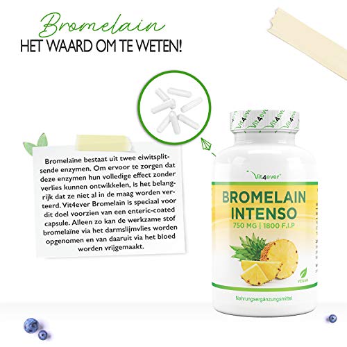 Bromelain Intenso - 750 mg (1800 F.I.P) - 120 maagsapresistente capsules (DRcaps®) - natuurlijk ananasextract… - Image 3