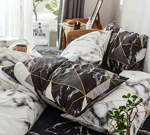 Jumeey Black White Silver Grey Pillow Cases Modern Geometric Pillow Covers Set Of 2 Chic Triangle Pillow Shams Marble Pattern Pillow Protectors Standard Size 20X26 Inches(No Filling) #TOP1