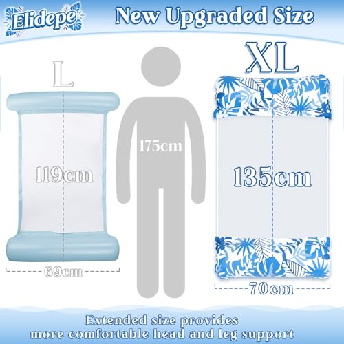 Elidepe Luftmatratze Pool, XL Spielzeug Wasser, 2 Stück Pool Zubehör Spaß Erwachsene, 4 in 1 Wasserspielzeug Wasserhängematte, Luftmatratze als Sessel Matratzen Schwimmatte