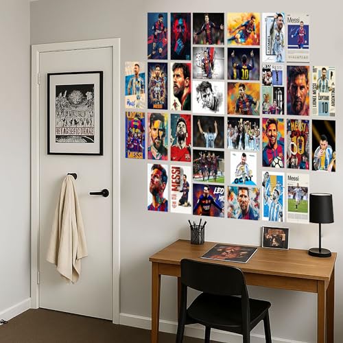 Image of DivineDesigns 33 pcs. Messi Wall Collage Kit Posters | Posters for Wall Decoration | Wall Art for Bedroom, Office, Living Room, (6 inch X 4 inch) Set of 33 Messi Prints
