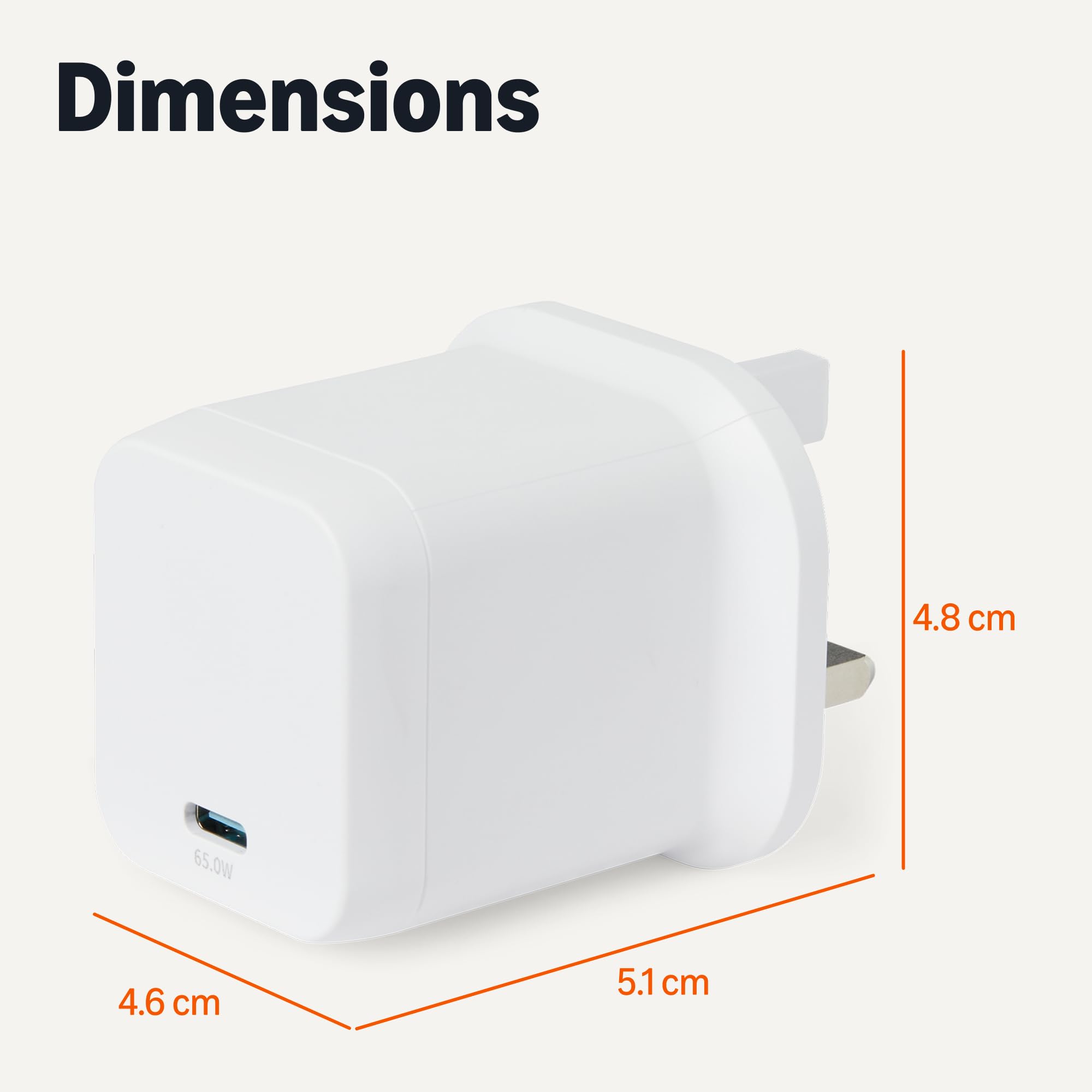 Amazon Basics Fast Charging USB C Nano GaN Wall Charger, 65W 1-Port PD 3.1 for Laptops, Tablets, Phones, White - 5