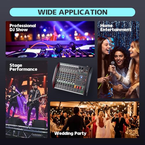 Image of Audio Mixer 8 Channel, Professional Music Sound Mixer Board with 48V Phantom Power, Digital DJ Mixing Console with Reverb USB Port Bluetooth for Recording Karaoke Podcasting