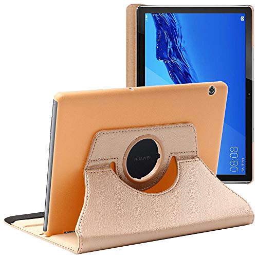 ebestStar - Cover per Huawei MediaPad T5 10.1, Custodia Protezione Rotazione 360, Pelle PU, Dorato