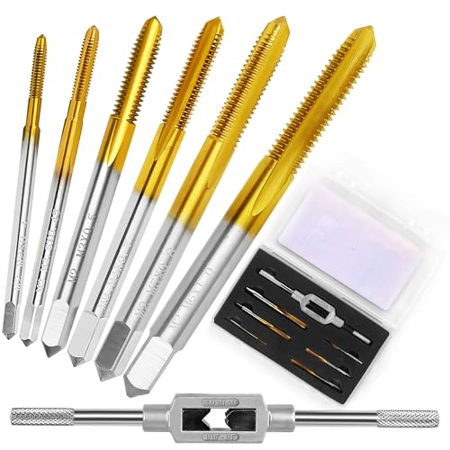 SMJXTOP 6Pcs Metric Tap Set with 1Pc Tap Wrench, M2 HSS...
