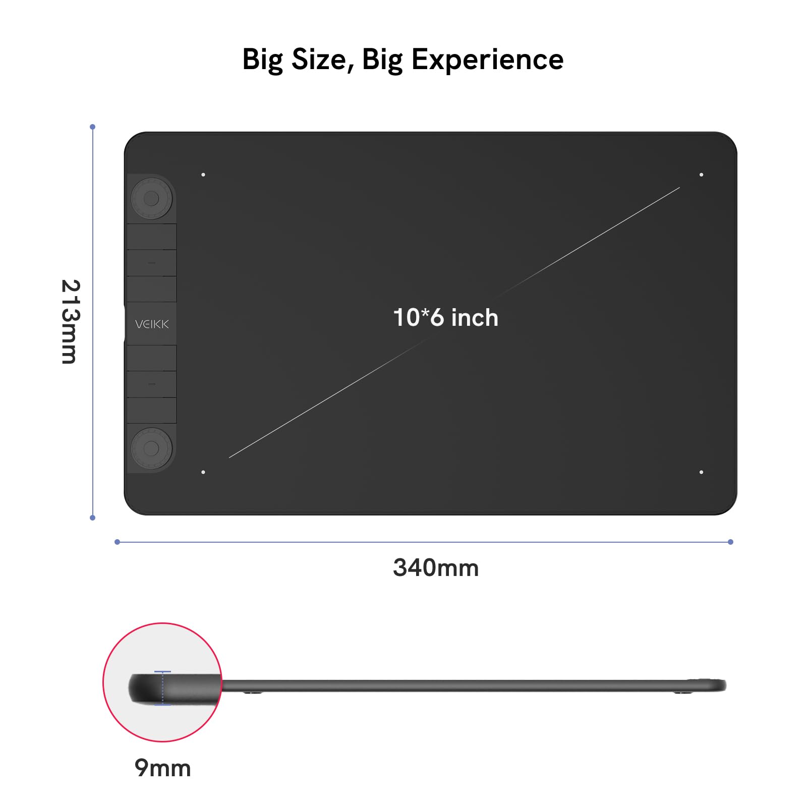 Amazon.com: VEIKK VK1060PRO V2 Large 10 x 6 Inch Drawing Tablet